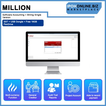 Million Software Accounting + Billing Single Version + SST + USB Dongle + Free 16GB PenDrive Million Software Accounting + Billing Single Version + SST + USB Dongle + Free 16GB PenDrive