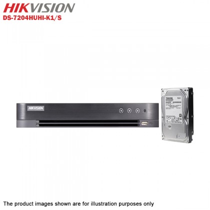 Hikvision DS-7204HUHI-K1/S Up To 5MP 4 Channel Turbo HD DVR + 1TB 7x24 CCTV HDD Hikvision DS-7204HUHI-K1/S Up To 5MP 4 Channel Turbo HD DVR + 1TB 7x24 CCTV HDD