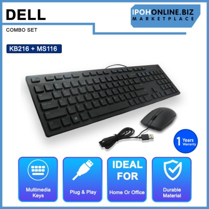 Dell Multimedia USB Wired Keyboard - KB216 US International (QWERTY) Black + Dell Optical USB Wired Mouse - MS116 065K5F Combo Set Dell Multimedia USB Wired Keyboard - KB216 US International (QWERTY) Black + Dell Optical USB Wired Mouse - MS116 065K5F Combo Set