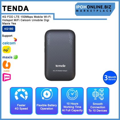 Tenda 4G180 4G LTE Advanced 150Mbps Mobile Wi-Fi Hotspot MiFi Celcom UMobile Digi Maxis Yes Webe Tenda 4G180 4G LTE Advanced 150Mbps Mobile Wi-Fi Hotspot MiFi Celcom UMobile Digi Maxis Yes Webe