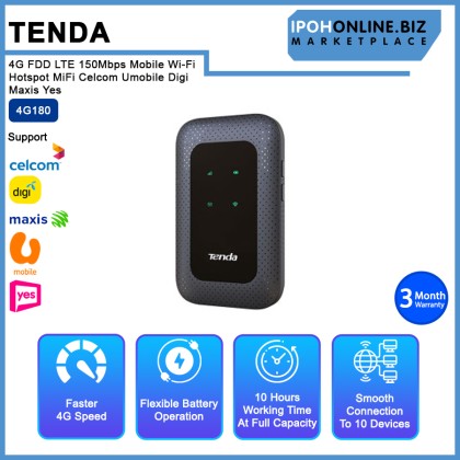 Tenda 4G180 4G LTE Advanced 150Mbps Mobile Wi-Fi Hotspot MiFi Celcom UMobile Digi Maxis Yes Webe Tenda 4G180 4G LTE Advanced 150Mbps Mobile Wi-Fi Hotspot MiFi Celcom UMobile Digi Maxis Yes Webe