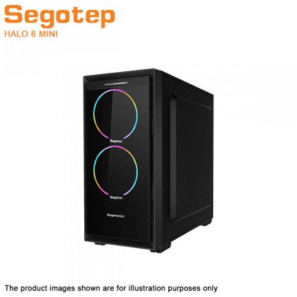 Segotep HALO 6 Mini + 2 x Lighting 12CM RGB Fan Micro ATX Gaming Casing - Black Segotep HALO 6 Mini + 2 x Lighting 12CM RGB Fan Micro ATX Gaming Casing - Black
