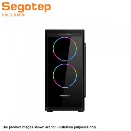 Segotep HALO 6 Mini + 2 x Lighting 12CM RGB Fan Micro ATX Gaming Casing - Black Segotep HALO 6 Mini + 2 x Lighting 12CM RGB Fan Micro ATX Gaming Casing - Black