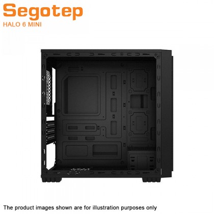 Segotep HALO 6 Mini + 2 x Lighting 12CM RGB Fan Micro ATX Gaming Casing - Black Segotep HALO 6 Mini + 2 x Lighting 12CM RGB Fan Micro ATX Gaming Casing - Black