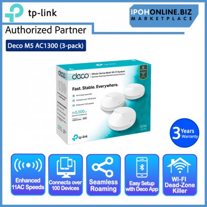 TP-Link Deco M5 (3-pack) AC1300 Dual-Band Whole Home Mesh Wi-Fi System - 500Mbps Plan TP-Link Deco M5 (3-pack) AC1300 Dual-Band Whole Home Mesh Wi-Fi System - 500Mbps Plan