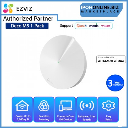 TP-Link Deco M5 AC1300 MU MIMO Dual Band Security Protection Whole Home Wi-Fi System - 1 Pack