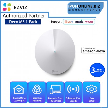 TP-Link Deco M5 AC1300 MU MIMO Dual Band Security Protection Whole Home Wi-Fi System - 1 Pack