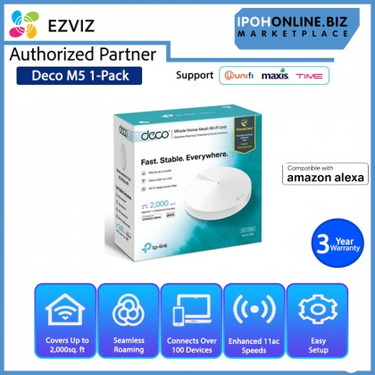 TP-Link Deco M5 AC1300 MU MIMO Dual Band Security Protection Whole Home Wi-Fi System - 1 Pack