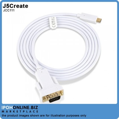 J5Create JCC111 USB Type-C to VGA 18M Cable DisplayPort Alt Mode Compatible