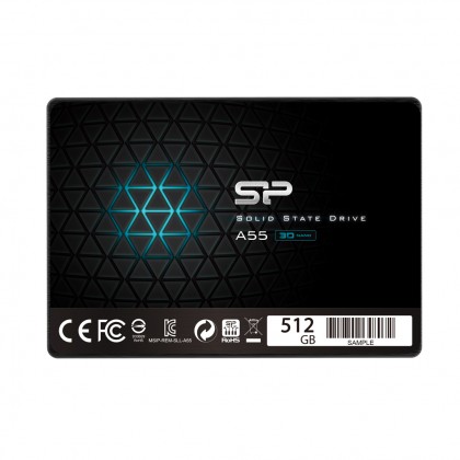 Silicon Power 512GB A55 3D NAND SSD SLC Cache Performance Boost SATA III 2.5 inch 7mm Internal Solid State Drive (SP512GBSS3A55S25)