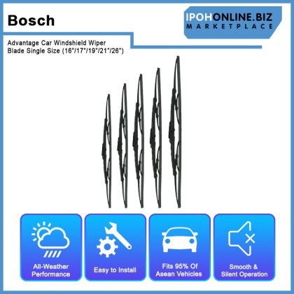 Bosch Advantage Car Windshield Wiper Blade Single Size (16"/17"/19"/21"/26") Bosch Advantage Car Windshield Wiper Blade Single Size (16"/17"/19"/21"/26")
