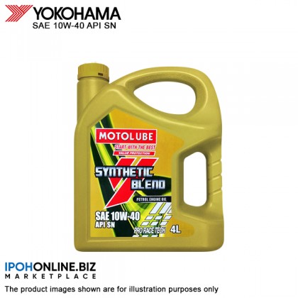 YOKOHAMA MOTOLUBE Semi Synthetic Engine Oil SAE 10W-40 API SN Pro Race Tech 4L - Proton New Saga BLM/FLX Persona Satria Gen2