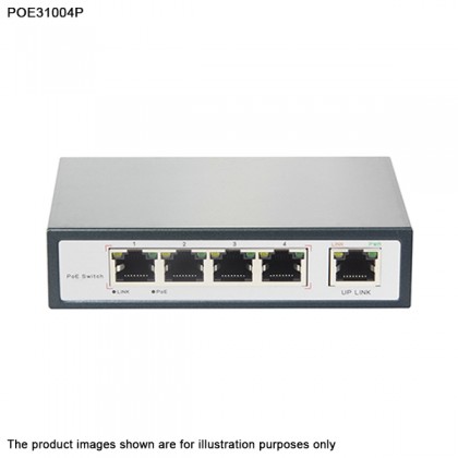 POE31004P 4 + 1 port 10/100 Mbps 65W Ethernet PoE Switch - Powered IP Camera POE31004P 4 + 1 port 10/100 Mbps 65W Ethernet PoE Switch - Powered IP Camera