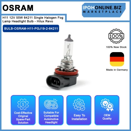 OSRAM H11 12V 55W 64211 Single Halogen Fog Lamp Headlight Bulb - Hilux Revo OSRAM H11 12V 55W 64211 Single Halogen Fog Lamp Headlight Bulb - Hilux Revo