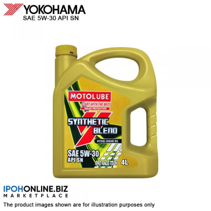 YOKOHAMA MOTOLUBE Synthetic Blend Petrol Engine Oil SAE 5W-30 API SN Pro Race Tech 4L YOKOHAMA MOTOLUBE Synthetic Blend Petrol Engine Oil SAE 5W-30 API SN Pro Race Tech 4L
