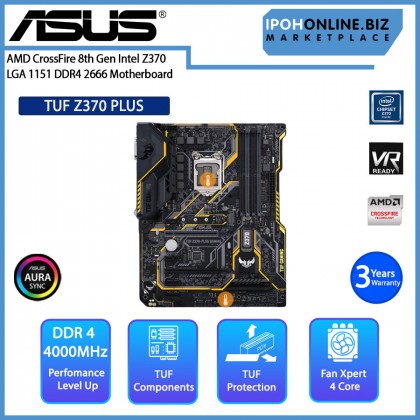ASUS TUF Z370 PLUS AMD CrossFire 8th Gen Intel Z370 LGA 1151,DDR4 2666 HDMI VGA DVI-D USB 3.1 Gen 2 ATX Gaming Motherboard ASUS TUF Z370 PLUS AMD CrossFire 8th Gen Intel Z370 LGA 1151,DDR4 2666 HDMI VGA DVI-D USB 3.1 Gen 2 ATX Gaming Motherboard