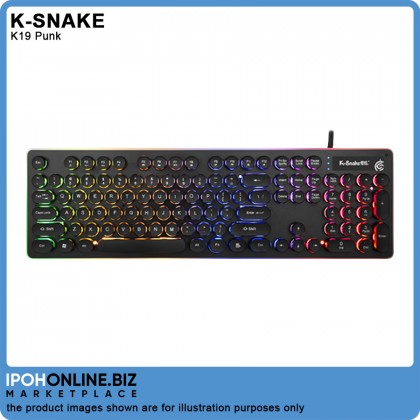 K-Snake K19 Punk Brilliant RGB Light Effect Metal Gaming Keyboard - Black K-Snake K19 Punk Brilliant RGB Light Effect Metal Gaming Keyboard - Black
