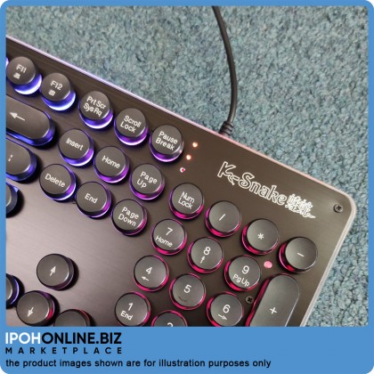 K-Snake K19 Punk Brilliant RGB Light Effect Metal Gaming Keyboard - Black K-Snake K19 Punk Brilliant RGB Light Effect Metal Gaming Keyboard - Black