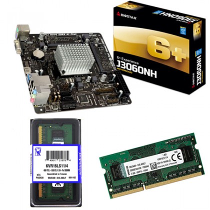 Biostar J3060NH Intel J3060 On Board VGA HDMI Mini ITX Motherboard + Kingston KVR16LS11/4 ValueRAM 4GB DDR3L 1600 SODIMM RAM set Biostar J3060NH Intel J3060 On Board VGA HDMI Mini ITX Motherboard + Kingston KVR16LS11/4 ValueRAM 4GB DDR3L 1600 SODIMM RAM set
