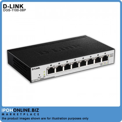 D-Link DGS-1100-08P 8 Port Gigabit PoE Smart Managed Switch with 64W D-Link DGS-1100-08P 8 Port Gigabit PoE Smart Managed Switch with 64W