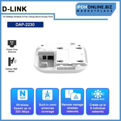 D-Link DAP-2230 10/100 Mbps Wireless N Poe Ceiling Mount Access Point