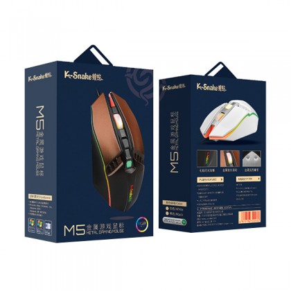 K-Snake M5 USB Wired Metal Gaming RGB Mouse - White