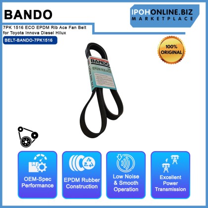 Bando 7PK 1516 / 7PK 1515 ECO EPDM Rib Ace Fan Belt for Toyota Innova Diesel Hilux Bando 7PK 1516 / 7PK 1515 ECO EPDM Rib Ace Fan Belt for Toyota Innova Diesel Hilux
