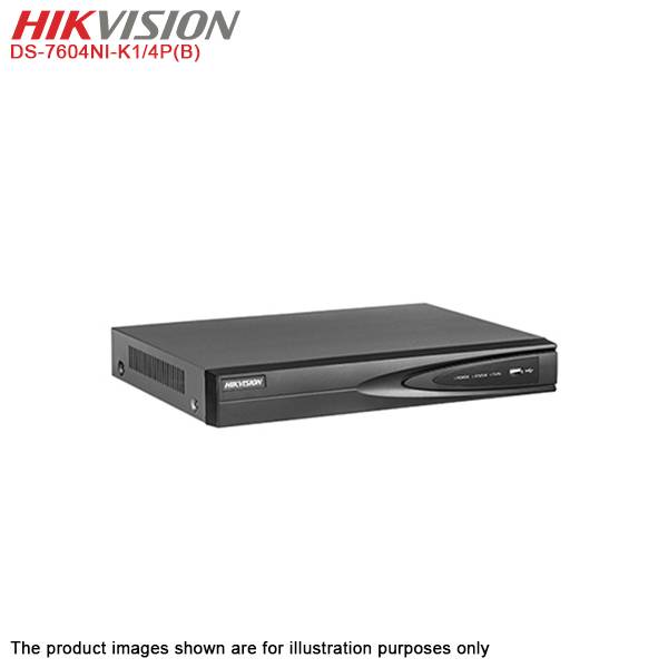 Hikvision DS-7604NI-K1/4P(B) 4 Channel Embeded Plug & Play 4K Network Video  Recorder