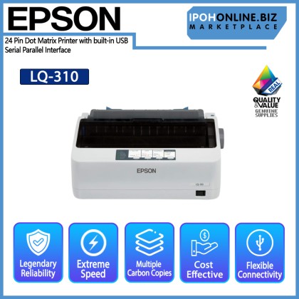 EPSON LQ310 24 Pin Dot Matrix Printer with built-in USB Serial Parallel Interface - NEW & Genuine
