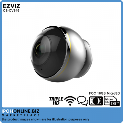 EZVIZ CS-CV346 C6P Mini Pano 3MP 360º Panoramic Fish-Eye Onvif WiFi IP Camera - FOC 16GB Micro SD