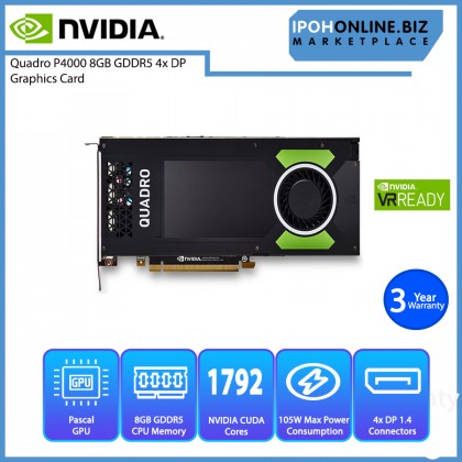 Leadtek NVIDIA Quadro P4000 8GB GDDR5 4x DP High End VM Workstation Graphics Card Leadtek NVIDIA Quadro P4000 8GB GDDR5 4x DP High End VM Workstation Graphics Card