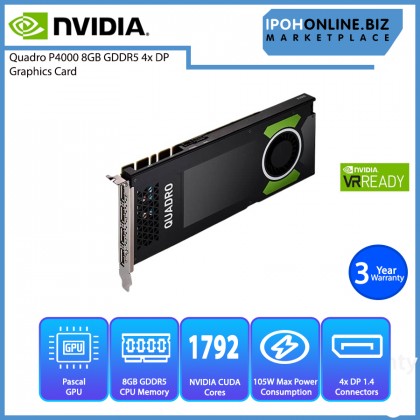 Leadtek NVIDIA Quadro P4000 8GB GDDR5 4x DP High End VM Workstation Graphics Card Leadtek NVIDIA Quadro P4000 8GB GDDR5 4x DP High End VM Workstation Graphics Card