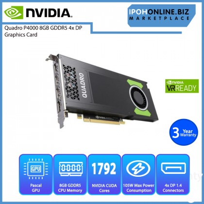 Leadtek NVIDIA Quadro P4000 8GB GDDR5 4x DP High End VM Workstation Graphics Card Leadtek NVIDIA Quadro P4000 8GB GDDR5 4x DP High End VM Workstation Graphics Card