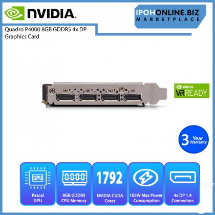 Leadtek NVIDIA Quadro P4000 8GB GDDR5 4x DP High End VM Workstation Graphics Card Leadtek NVIDIA Quadro P4000 8GB GDDR5 4x DP High End VM Workstation Graphics Card