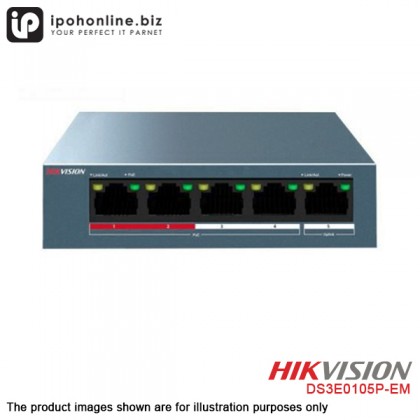 HIKVISION DS3E0105P-E/M(B) L2 4 x 100M PoE Switch + 1 x 100M Uplink Port Up To 250m Transmission Distance HIKVISION DS3E0105P-E/M(B) L2 4 x 100M PoE Switch + 1 x 100M Uplink Port Up To 250m Transmission Distance