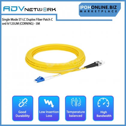 ADV Single Mode ST-LC Duplex Fiber Patch Cord 9/125UM with 5M/16.4042 (CORNING) - Yellow ADV Single Mode ST-LC Duplex Fiber Patch Cord 9/125UM with 5M/16.4042 (CORNING) - Yellow