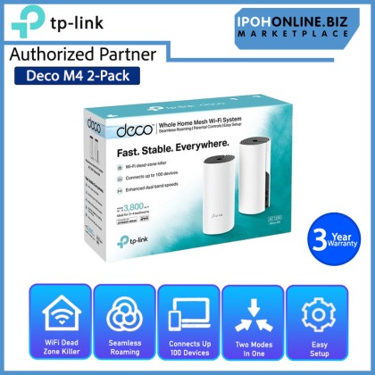 TP-Link Deco M4 2 pack AC1200 Whole Home Mesh Wi-Fi System Ideal for 2-4 bedroom houses
