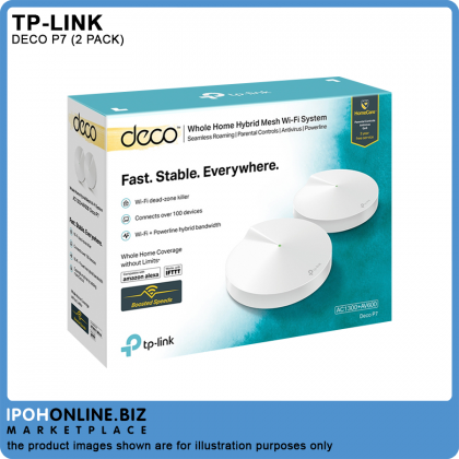 TP-LINK AC1300+AV600 Whole Home Hybird Mesh Wi-Fi System - Deco P7 (2-Pack) With Powerline