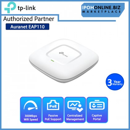 TP-Link Auranet EAP110 300Mbps Wireless N Ceiling Mount Access Point TP-Link Auranet EAP110 300Mbps Wireless N Ceiling Mount Access Point