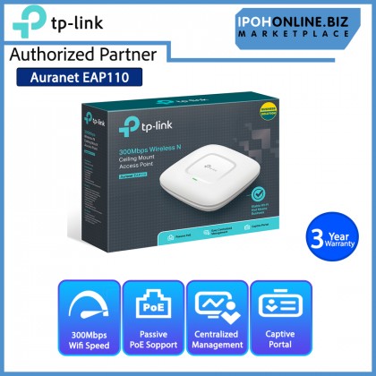 TP-Link Auranet EAP110 300Mbps Wireless N Ceiling Mount Access Point TP-Link Auranet EAP110 300Mbps Wireless N Ceiling Mount Access Point