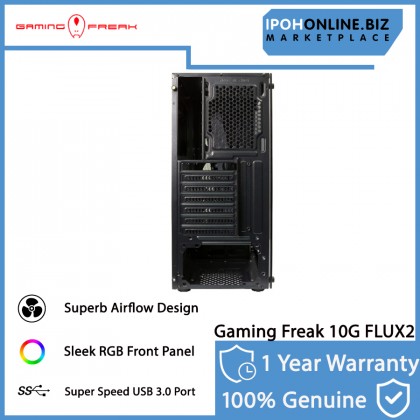 Gaming Freak 10G FLUX2 Gaming Tower Case RGB LED Strip Light M-ATX/ATX Tempered Glass - Black Gaming Freak 10G FLUX2 Gaming Tower Case RGB LED Strip Light M-ATX/ATX Tempered Glass - Black