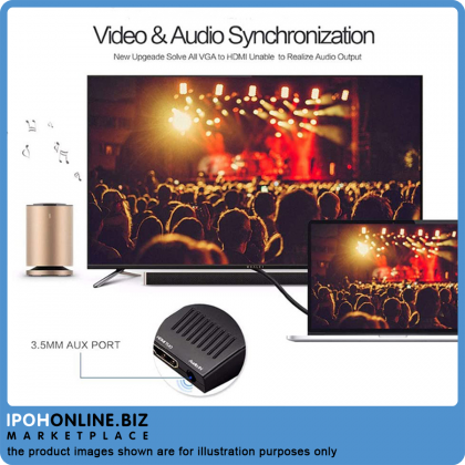 VGA To HDMI Adapter With Audio Video Adapter - up to 1080P