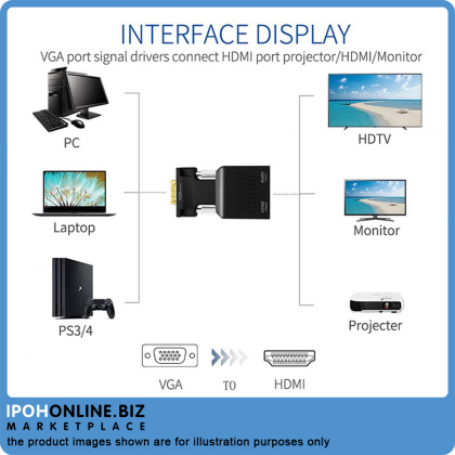 VGA To HDMI Adapter With Audio Video Adapter - up to 1080P
