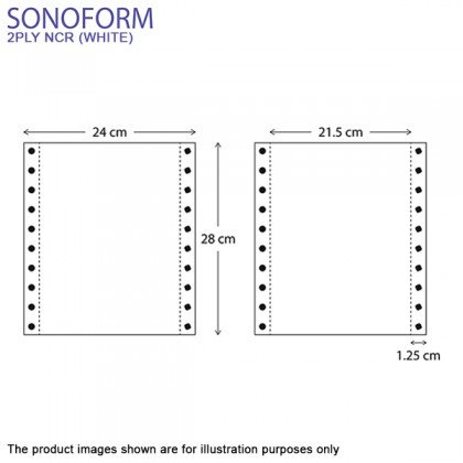 SONOFORM 9.5 x 11 Inch 2PLY NCR Computer Form 1000 Fans - White SONOFORM 9.5 x 11 Inch 2PLY NCR Computer Form 1000 Fans - White