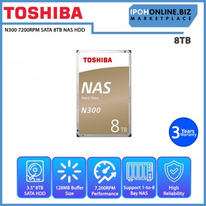TOSHIBA N300 24/7 3.5 inch 7200 rpm SATA 8TB NAS Hard Drive - HDWG180UZSVA TOSHIBA N300 24/7 3.5 inch 7200 rpm SATA 8TB NAS Hard Drive - HDWG180UZSVA