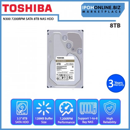 TOSHIBA N300 24/7 3.5 inch 7200 rpm SATA 8TB NAS Hard Drive - HDWG180UZSVA TOSHIBA N300 24/7 3.5 inch 7200 rpm SATA 8TB NAS Hard Drive - HDWG180UZSVA