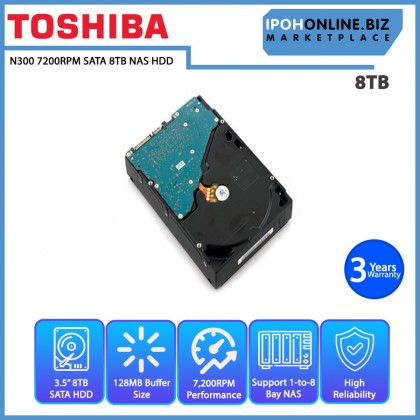 TOSHIBA N300 24/7 3.5 inch 7200 rpm SATA 8TB NAS Hard Drive - HDWG180UZSVA TOSHIBA N300 24/7 3.5 inch 7200 rpm SATA 8TB NAS Hard Drive - HDWG180UZSVA