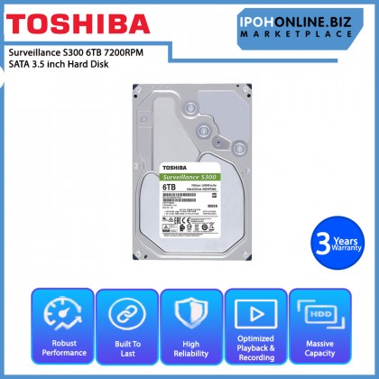 Toshiba S300 6TB SATA 3.5 inch 7200RPM Surveillance Internal Hard Drive (HDWT360UZSVA) Toshiba S300 6TB SATA 3.5 inch 7200RPM Surveillance Internal Hard Drive (HDWT360UZSVA)