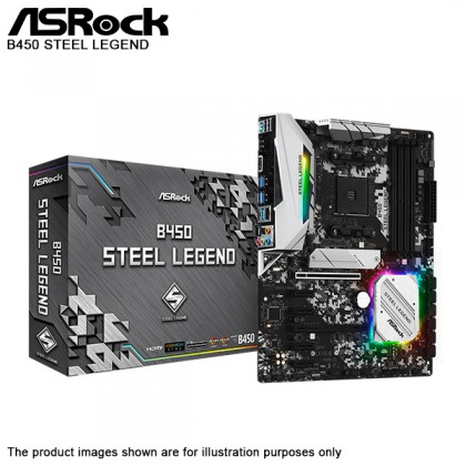 ASROCK B450 Steel Legend AMD Ryzen 3000 AM4 Chassis Water Pump Fans Ready DisplayPort HDMI DDR4 USB 3.1 M.2 Gaming RGB ATX Motherboard