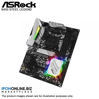 ASROCK B450 Steel Legend AMD Ryzen 3000 AM4 Chassis Water Pump Fans Ready DisplayPort HDMI DDR4 USB 3.1 M.2 Gaming RGB ATX Motherboard